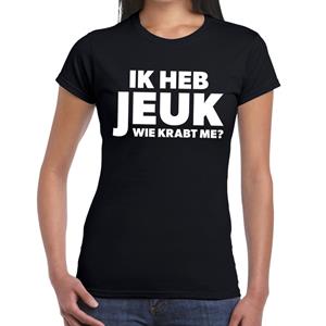 Bellatio Ik heb JEUK wie krabt me tekst t-shirt Zwart