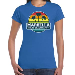 Bellatio Marbella zomer t-shirt / shirt Marbella bikini beach party voor dames - Blauw