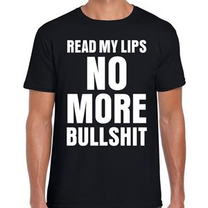 Bellatio Read my lips NO MORE bullshit t-shirt Zwart