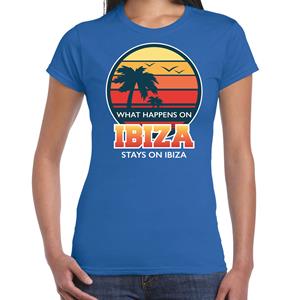 Bellatio Ibiza zomer t-shirt / shirt What happens in Ibiza stays in Ibiza voor dames - Blauw