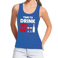 Bellatio Time to Drink Wine tekst tanktop / mouwloos shirt Blauw