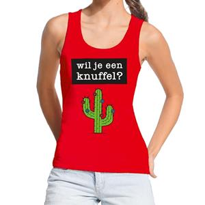 Bellatio Wil je een Knuffel tekst tanktop / mouwloos shirt Rood