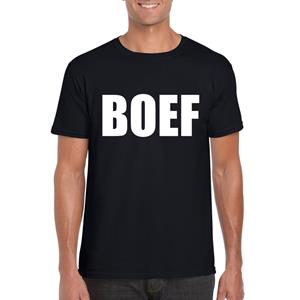 Bellatio Boef tekst t-shirt Zwart