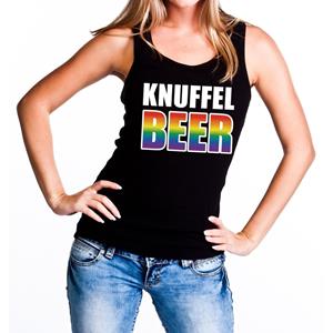 Bellatio Knuffel beer gaypride tanktop - Zwart