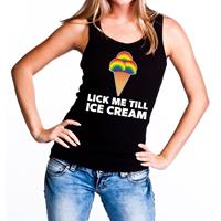 Bellatio Lick me till ice cream gaypride tanktop/mouwloos shirt - Zwart