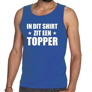 Bellatio In dit shirt zit een Topper tekst tanktop/mouwloos shirt Blauw