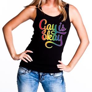 Bellatio Gay is okay gaypride tanktop - Zwart