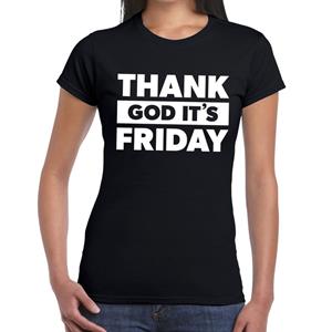 Bellatio Thank god it is friday tekst t-shirt Zwart