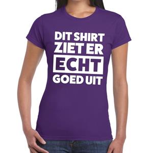 Bellatio Dit shirt ziet er echt goed uit tekst t-shirt Paars