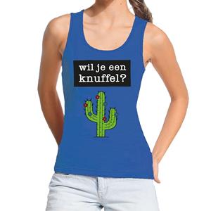 Bellatio Wil je een Knuffel tekst tanktop / mouwloos shirt Blauw