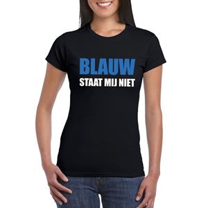 Bellatio Blauw staat mij niet tekst t-shirt Zwart