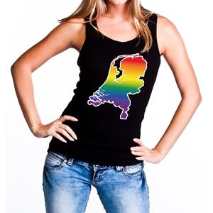 Bellatio Nederland/Holland gaypride tanktop zwart - regenboog singlet Zwart