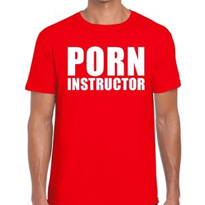 Bellatio Porn instructor tekst t-shirt Rood