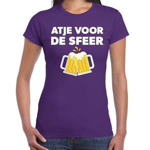 Bellatio Atje voor de sfeer feest t-shirt Paars