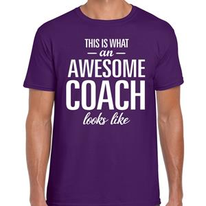 Bellatio Awesome coach cadeau t-shirt Paars