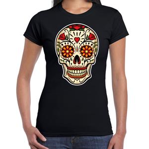 Bellatio Day of the dead sugar skull t-shirt - Zwart