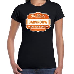 Bellatio Cadeau t-shirt voor de beste barvrouw voor dames - Zwart