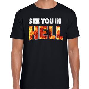 Bellatio Halloween - Halloween see you in hell / zie je in hel verkleed t-shirt Zwart