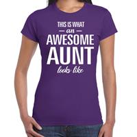Bellatio Awesome aunt - geweldige tante cadeau t-shirt Paars