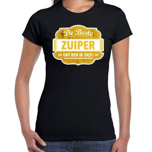 Bellatio Cadeau t-shirt voor de beste zuiper voor dames - Zwart