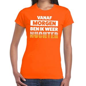 Bellatio Vanaf morgen ben ik weer nuchter tekst t-shirt Oranje