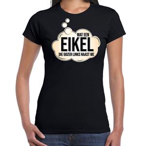 Bellatio Wat een eikel feest fun tekst t-shirt / shirt - Zwart
