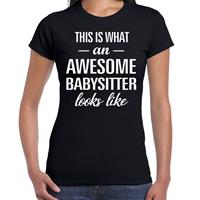 Bellatio Awesome babysitter - geweldige oppasser cadeau t-shirt Zwart