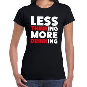 Bellatio Less thinking more drinking drank fun t-shirt Zwart