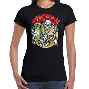 Bellatio Halloween - Cheers / Proost skelet Halloween verkleed t-shirt Zwart