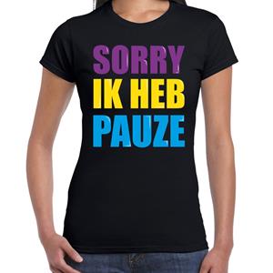 Bellatio Sorry ik heb pauze fun tekst t-shirt Zwart