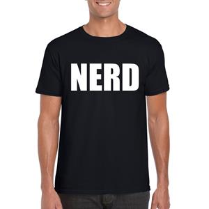 Bellatio Nerd tekst t-shirt Zwart