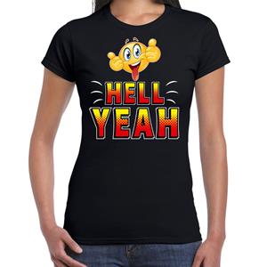 Bellatio Funny emoticon t-shirt Hell yeah Zwart