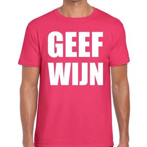 Bellatio Geef Wijn tekst t-shirt Roze