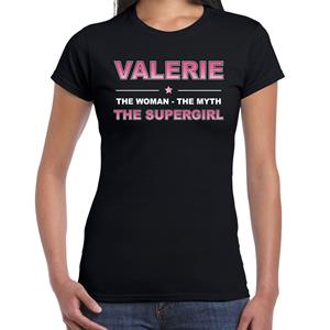 Bellatio Naam cadeau Valerie - The woman, The myth the supergirl t-shirt Zwart