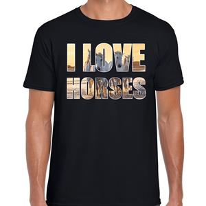 Bellatio I love horses / paarden t-shirt Zwart