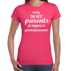 Bellatio Only the best parents get promoted to grandparents t-shirt fuchsia Roze