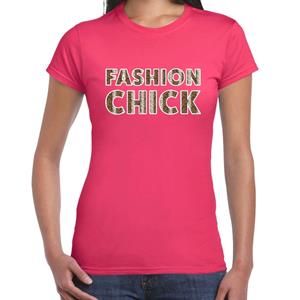 Bellatio Fashion Chick slangen print tekst t-shirt Roze