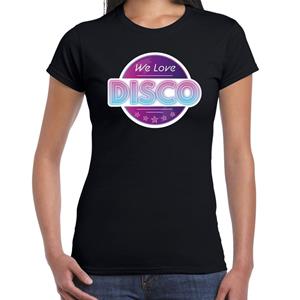 Bellatio We love disco feest t-shirt zwart voor dames - Zwart