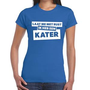Bellatio Laat me met rust ik heb een kater tekst t-shirt Blauw