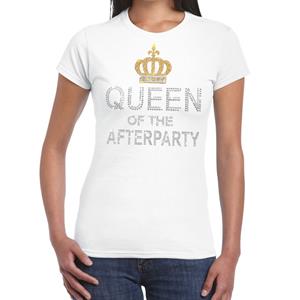 Toppers Official Merchandise Wit Queen of the afterparty glitter steentjes t-shirt dames - Officiele Toppers in concert merchandise