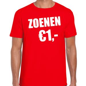 Bellatio Fun t-shirt - zoenen 1 euro - Rood