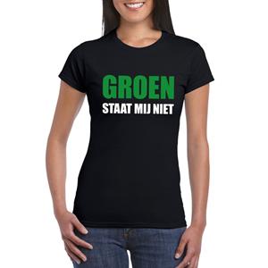Bellatio Groen staat mij niet tekst t-shirt Zwart