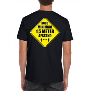 Bellatio Houd 1,5 meter afstand shirt voor werknemers/ medewerkers Zwart