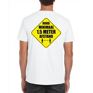 Bellatio Houd 1,5 meter afstand shirt voor werknemers/ medewerkers Wit