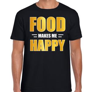 Bellatio Food makes me happy / Eten maakt me gelukkig t-shirt Zwart