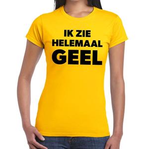 Bellatio Ik zie helemaal geel tekst t-shirt dames - fun tekst shirt Geel