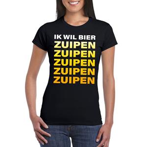 Bellatio Oktoberfest Ik wil bier zuipen tekst t-shirt Zwart
