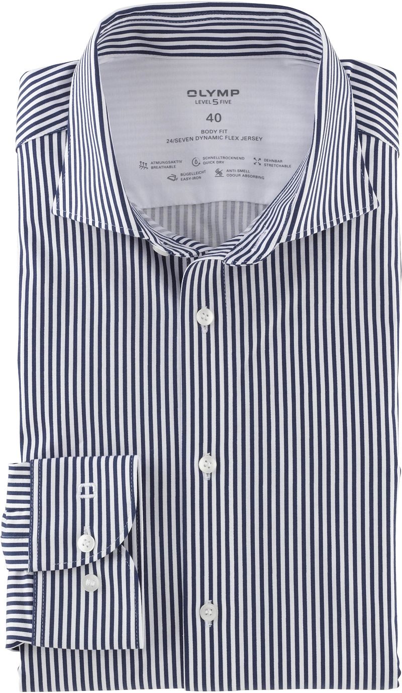 Olymp Overhemd 24/Seven Strepen Blauw