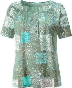 Your Look... for less! Dames Shirt met ronde hals turquoise geprint Größe