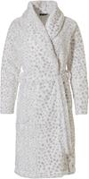 Pastunette Witte badjas dames met stippenpatroon - zacht fleece